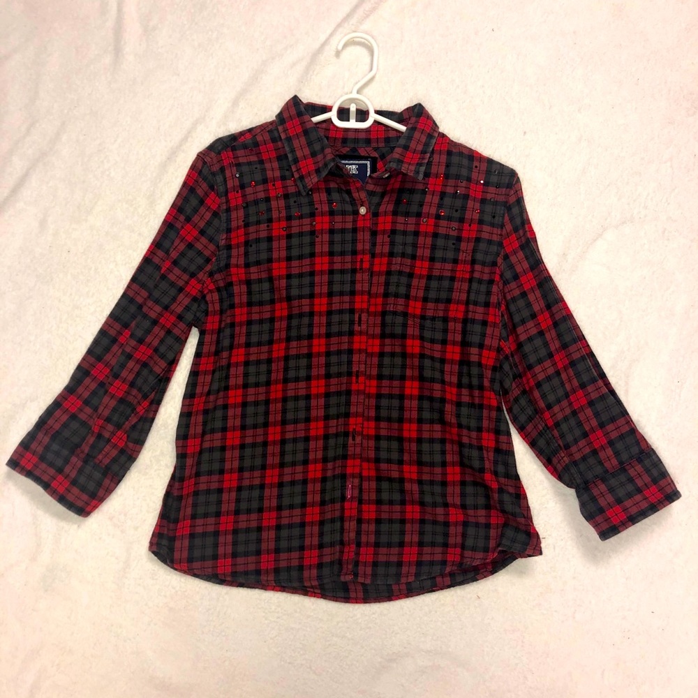 Bedazzled button down flannel